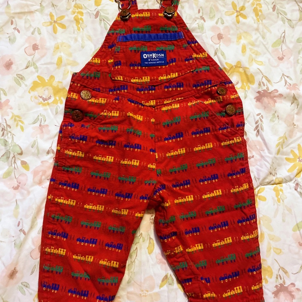 Vintage made in the USA Oshkosh train overalls 6-9 months htf rare